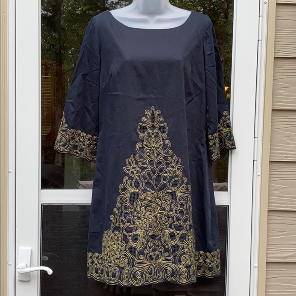 Lily Pulitzer Black and Gold Filagree Dress